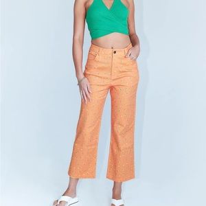 Princess Polly IVY FLORAL STRAIGHT LEG JEANS ORANGE